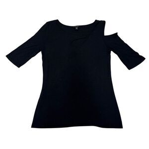EUC Goldray Women's XL Black Asymmetric Cold Shoulder Blouse
